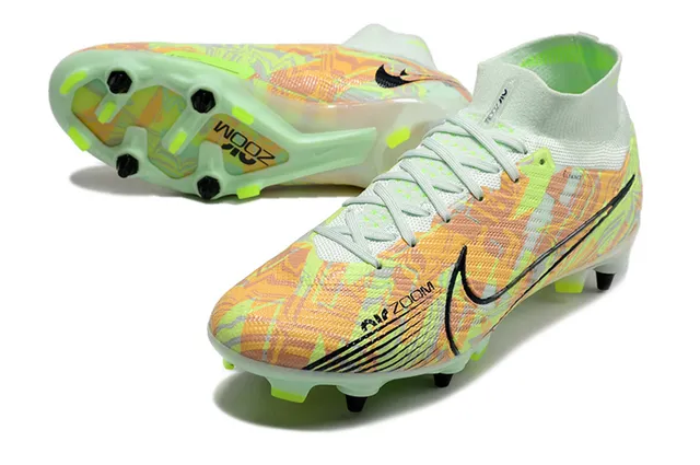Nike Phantom GT Amarillo Naranja Corte Alto Flyknit Parte Superior Air Zoom Amortiguación Superficie Dura Zapatos de Fútbol 19