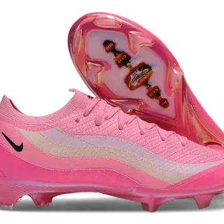 Nike Chaussures de football rose beige en maille rayures ondulées overlay terre ferme