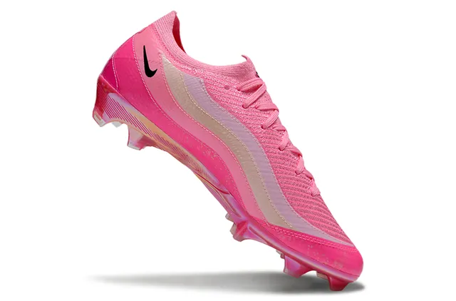 Nike Sapatos de futebol rosa bege tricotado listras onduladas overlay terra firme 2