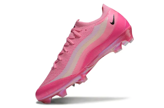 Nike Sapatos de futebol rosa bege tricotado listras onduladas overlay terra firme 3