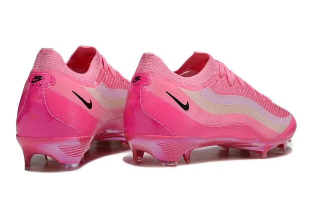 Nike Sapatos de futebol rosa bege tricotado listras onduladas overlay terra firme 5