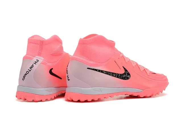 Nike Sapatos de Futebol Turf com Colarinho de Meia Ajustável, Parte Superior de Malha, Altos, Rosa e Preto 2