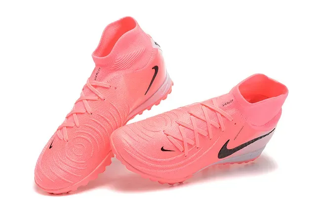 Nike Sapatos de Futebol Turf com Colarinho de Meia Ajustável, Parte Superior de Malha, Altos, Rosa e Preto 3