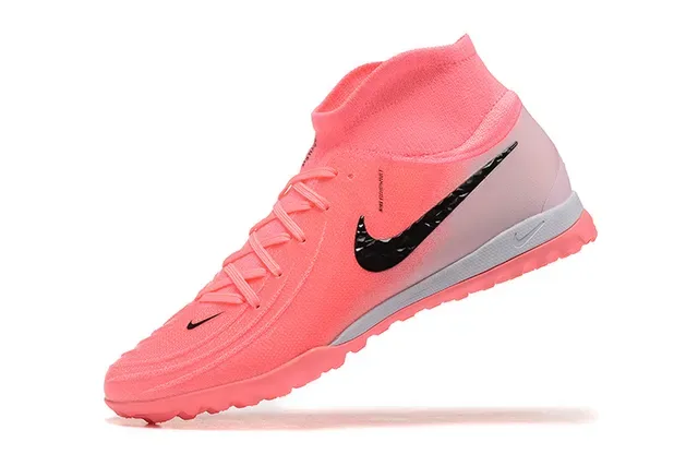 Nike Sapatos de Futebol Turf com Colarinho de Meia Ajustável, Parte Superior de Malha, Altos, Rosa e Preto 5