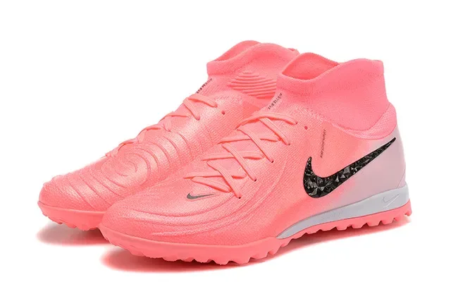 Nike Sapatos de Futebol Turf com Colarinho de Meia Ajustável, Parte Superior de Malha, Altos, Rosa e Preto 8