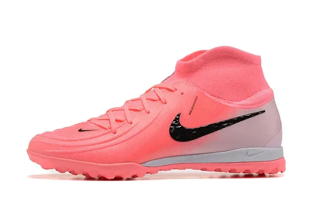 Nike Sapatos de Futebol Turf com Colarinho de Meia Ajustável, Parte Superior de Malha, Altos, Rosa e Preto 10