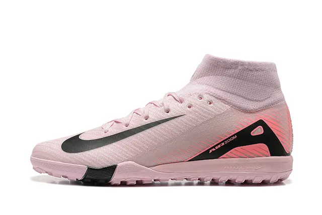 Nike Botas de Fútbol Altas Rosa y Negro con Punta de Calcetín y Suela Moldada para Césped 10