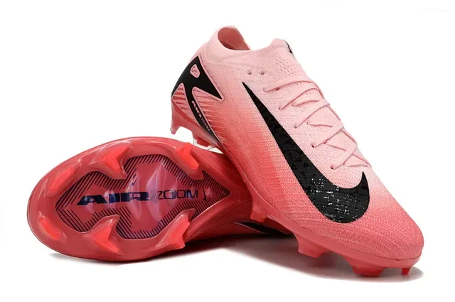 Nike Chuteiras de futebol rosa e preto com upper de knit e asa de calcanhar assimétrica para gramado firme 4