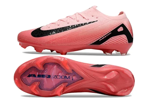 Nike Chuteiras de futebol rosa e preto com upper de knit e asa de calcanhar assimétrica para gramado firme 6