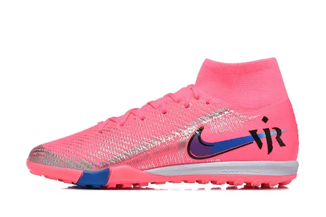 Nike Pink Blue Flyknit Upper Sock-Fit Collar Turf Soccer Shoes 10