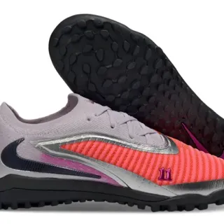 Nike Rose Gris Bas Talon Silhouette Athlétique Tricot côtelé Avant-pied Gazon artificiel Chaussures de football