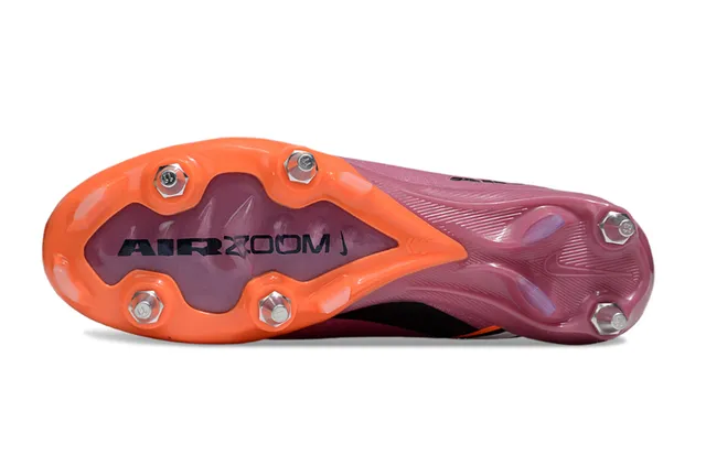 Nike Sapatos de futebol rosa laranja com upper de corte alto, ajuste de meia, construção de malha, solo firme 6