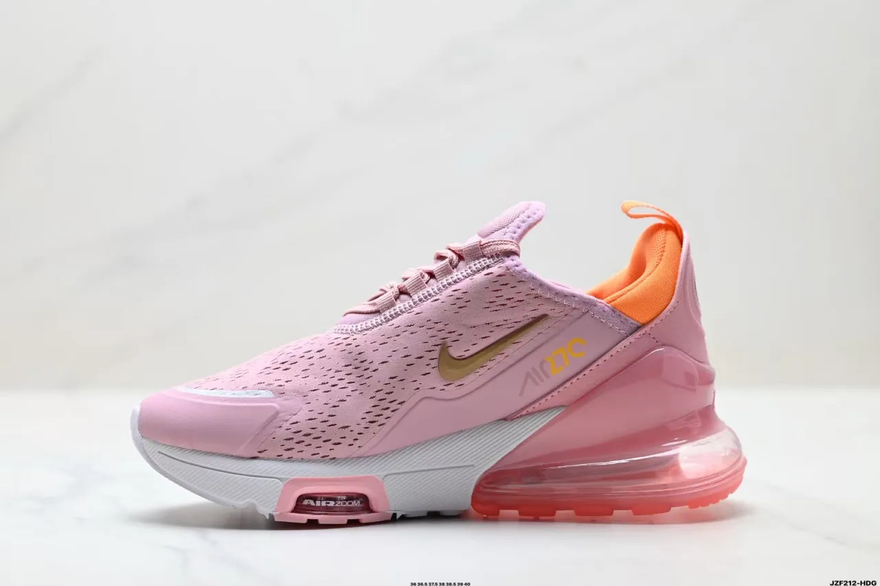 Nike Pink Orange Perforated Engineered Mesh Upper Translucent Gradient Heel Air Unit Running Shoes 6