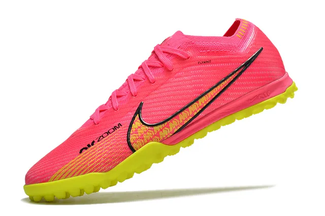 Nike গোলাপি হলুদ বুনন উপরের অংশ সক ফিট কলার টার্ফ সকার জুতা 3