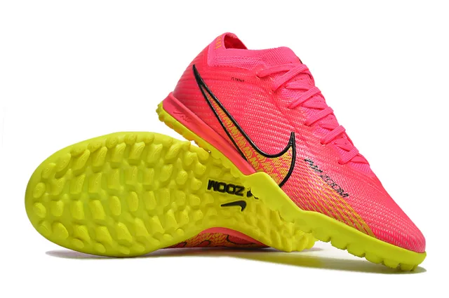 Nike গোলাপি হলুদ বুনন উপরের অংশ সক ফিট কলার টার্ফ সকার জুতা 4