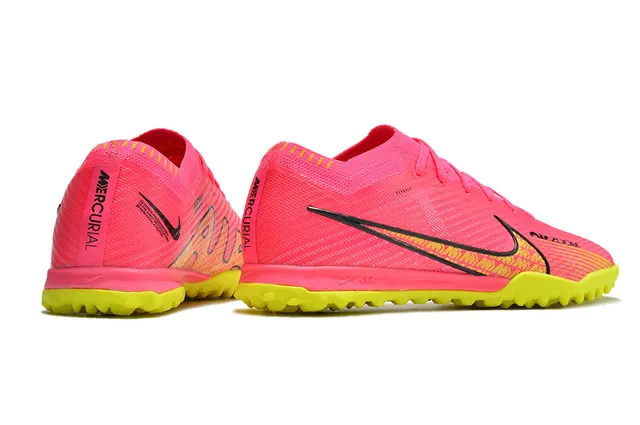 Nike গোলাপি হলুদ বুনন উপরের অংশ সক ফিট কলার টার্ফ সকার জুতা 5