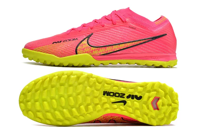 Nike গোলাপি হলুদ বুনন উপরের অংশ সক ফিট কলার টার্ফ সকার জুতা 6