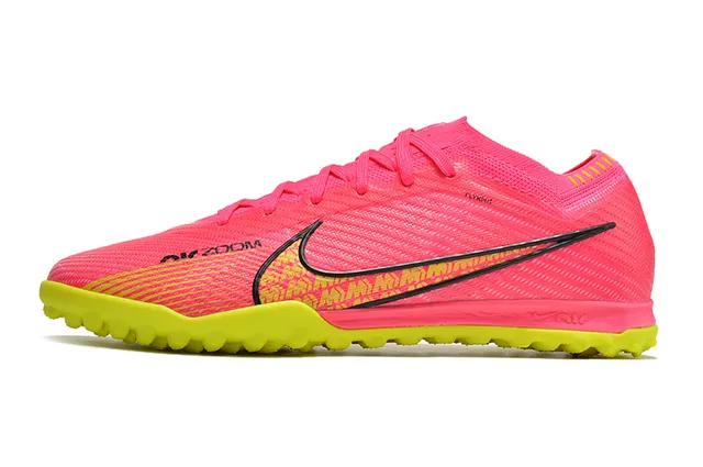 Nike গোলাপি হলুদ বুনন উপরের অংশ সক ফিট কলার টার্ফ সকার জুতা 7