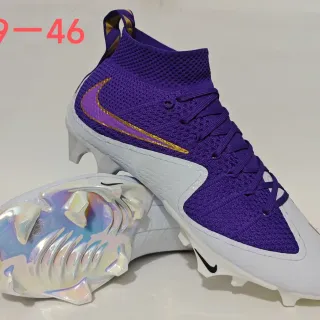 Nike Chuteiras de Futebol Púrpura e Ouro High-Top Knit Upper Swoosh para Terreno Firme