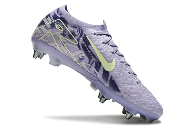 Nike Zapatillas de fútbol púrpura verde low-cut knit upper graphic-printed overlay firm-ground 2