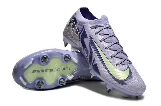 Nike Zapatillas de fútbol púrpura verde low-cut knit upper graphic-printed overlay firm-ground 4