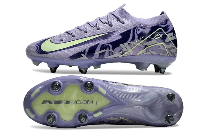 Nike Zapatillas de fútbol púrpura verde low-cut knit upper graphic-printed overlay firm-ground 6