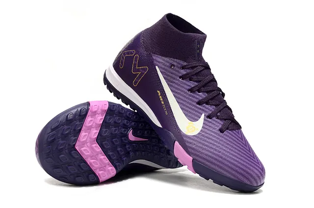 Nike Purple Pink High-Top Collar Textured Synthetic Upper Turf Soccer Shoes 2