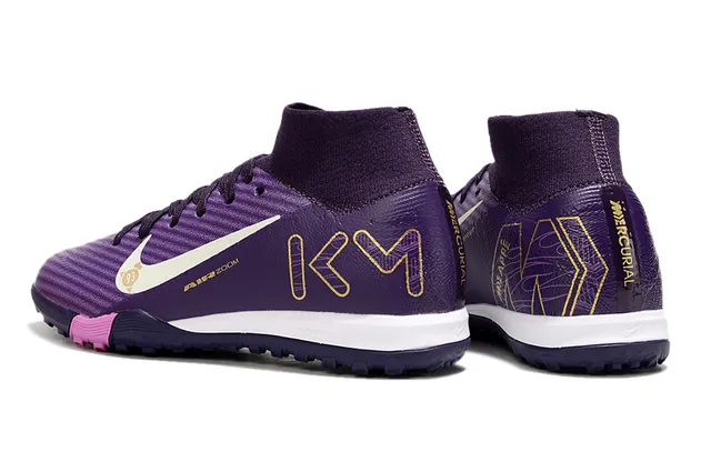 Nike Purple Pink High-Top Collar Textured Synthetic Upper Turf Soccer Shoes 4