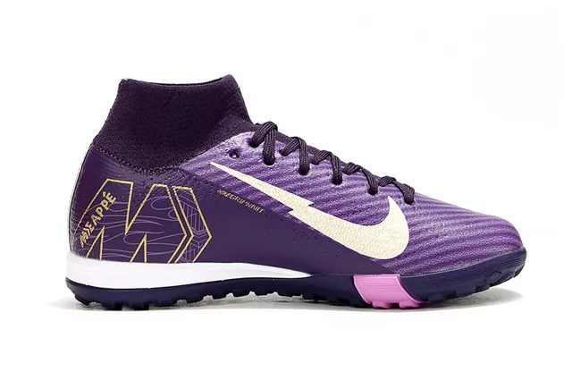 Nike Purple Pink High-Top Collar Textured Synthetic Upper Turf Soccer Shoes 5