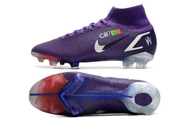 Nike Violette Transparente Haut-Cut Ajustement Chaussure Supérieure Tissu Synthétique Texturé Terrain Ferme Chaussures de Football 2