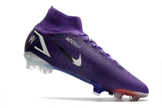 Nike Violette Transparente Haut-Cut Ajustement Chaussure Supérieure Tissu Synthétique Texturé Terrain Ferme Chaussures de Football 3