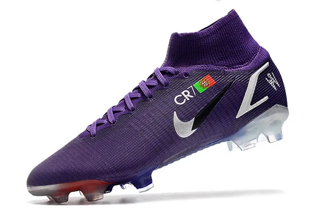 Nike Violette Transparente Haut-Cut Ajustement Chaussure Supérieure Tissu Synthétique Texturé Terrain Ferme Chaussures de Football 4