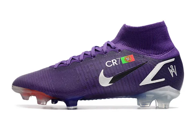 Nike Violette Transparente Haut-Cut Ajustement Chaussure Supérieure Tissu Synthétique Texturé Terrain Ferme Chaussures de Football 5