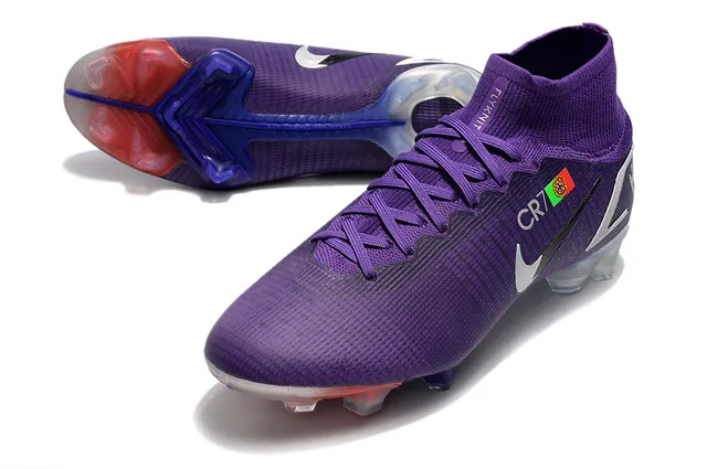 Nike Violette Transparente Haut-Cut Ajustement Chaussure Supérieure Tissu Synthétique Texturé Terrain Ferme Chaussures de Football 6