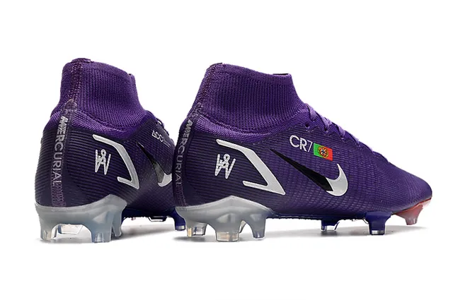 Nike Violette Transparente Haut-Cut Ajustement Chaussure Supérieure Tissu Synthétique Texturé Terrain Ferme Chaussures de Football 7