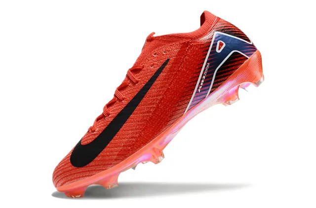 Nike tênis de futebol superior de tricô vermelho preto baixo corte collar para solo firme 3