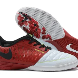Nike Red White Molded Cage Upper Quilted Synthetic Toe Indoor Soccer Shoes
