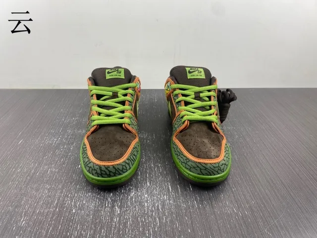 Nike SB Dunk Low Graffiti Print Olive Green स्केटबोर्ड जूते 5