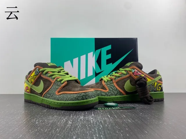 Nike SB Dunk Low Graffiti Print Olive Green स्केटबोर्ड जूते 6