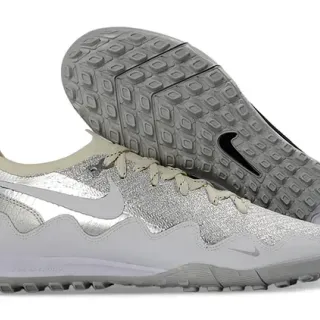 Nike Silver Beige Metallic Upper Laces And Collar Sneakers