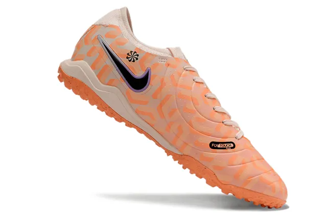 Nike Tiempo Legend Laranja Bege Baixo Corte Superior Sintético Impressão Geométrica Turf Sapatos de Futebol 2