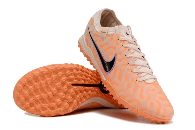 Nike Tiempo Legend Laranja Bege Baixo Corte Superior Sintético Impressão Geométrica Turf Sapatos de Futebol 4