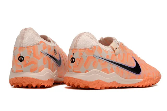 Nike Tiempo Legend Laranja Bege Baixo Corte Superior Sintético Impressão Geométrica Turf Sapatos de Futebol 5