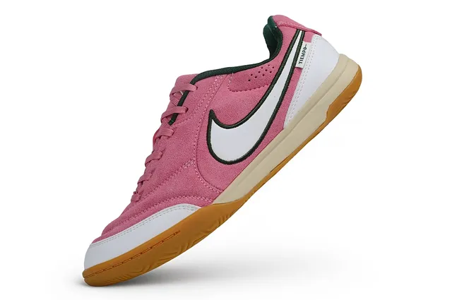 Nike Tiempo Rose Blanc Daim Supérieur Garnitures Synthétiques Chaussures de Football Intérieur 2