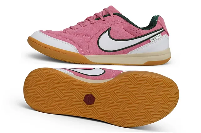 Nike Tiempo Rose Blanc Daim Supérieur Garnitures Synthétiques Chaussures de Football Intérieur 4