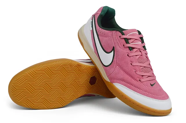 Nike Tiempo Rose Blanc Daim Supérieur Garnitures Synthétiques Chaussures de Football Intérieur 7