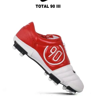 Nike Total 90 III Rouge et Blanc Terrain Ferme Chaussures de Football