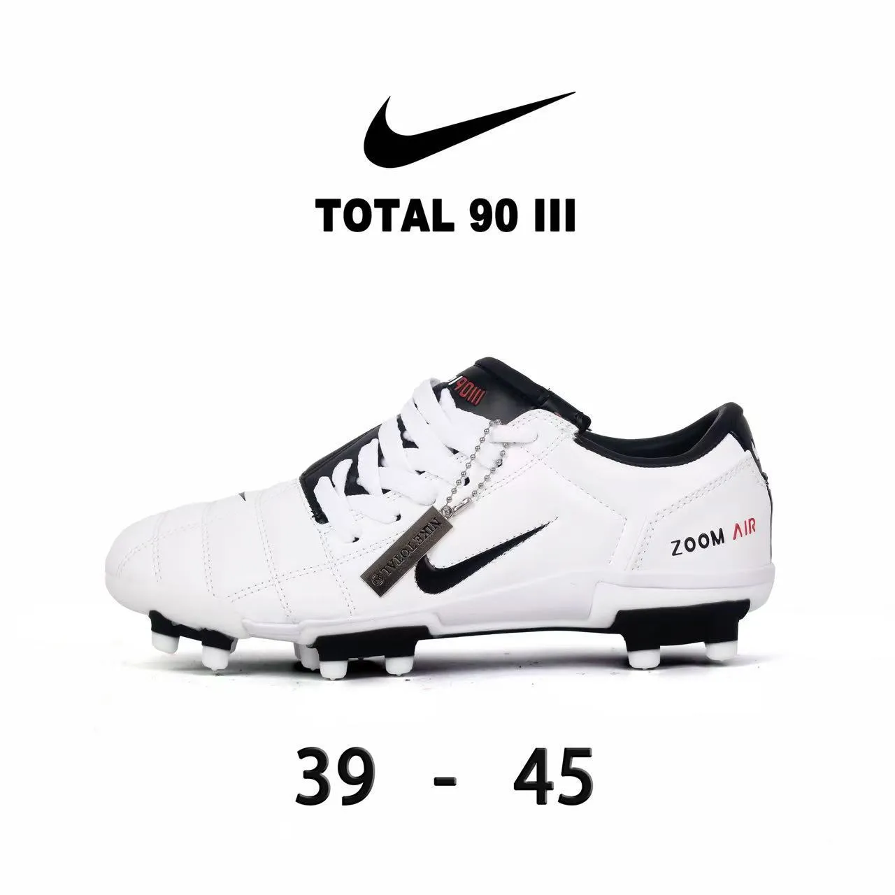 Nike Total 90 III लाल और सफेद फर्म ग्राउंड फुटबॉल जूते 3