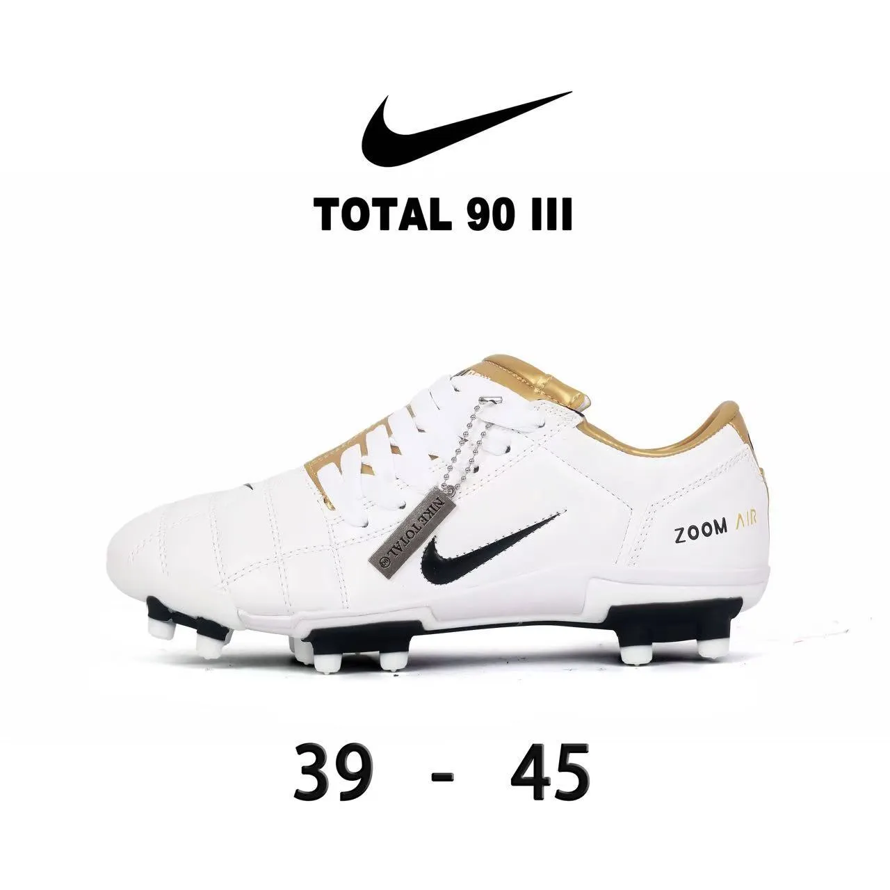 Nike Total 90 III लाल और सफेद फर्म ग्राउंड फुटबॉल जूते 5