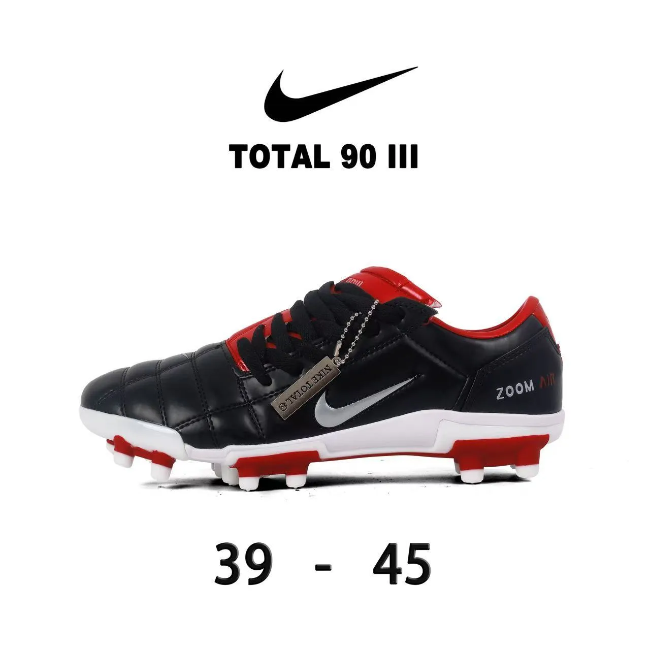Nike Total 90 III लाल और सफेद फर्म ग्राउंड फुटबॉल जूते 6
